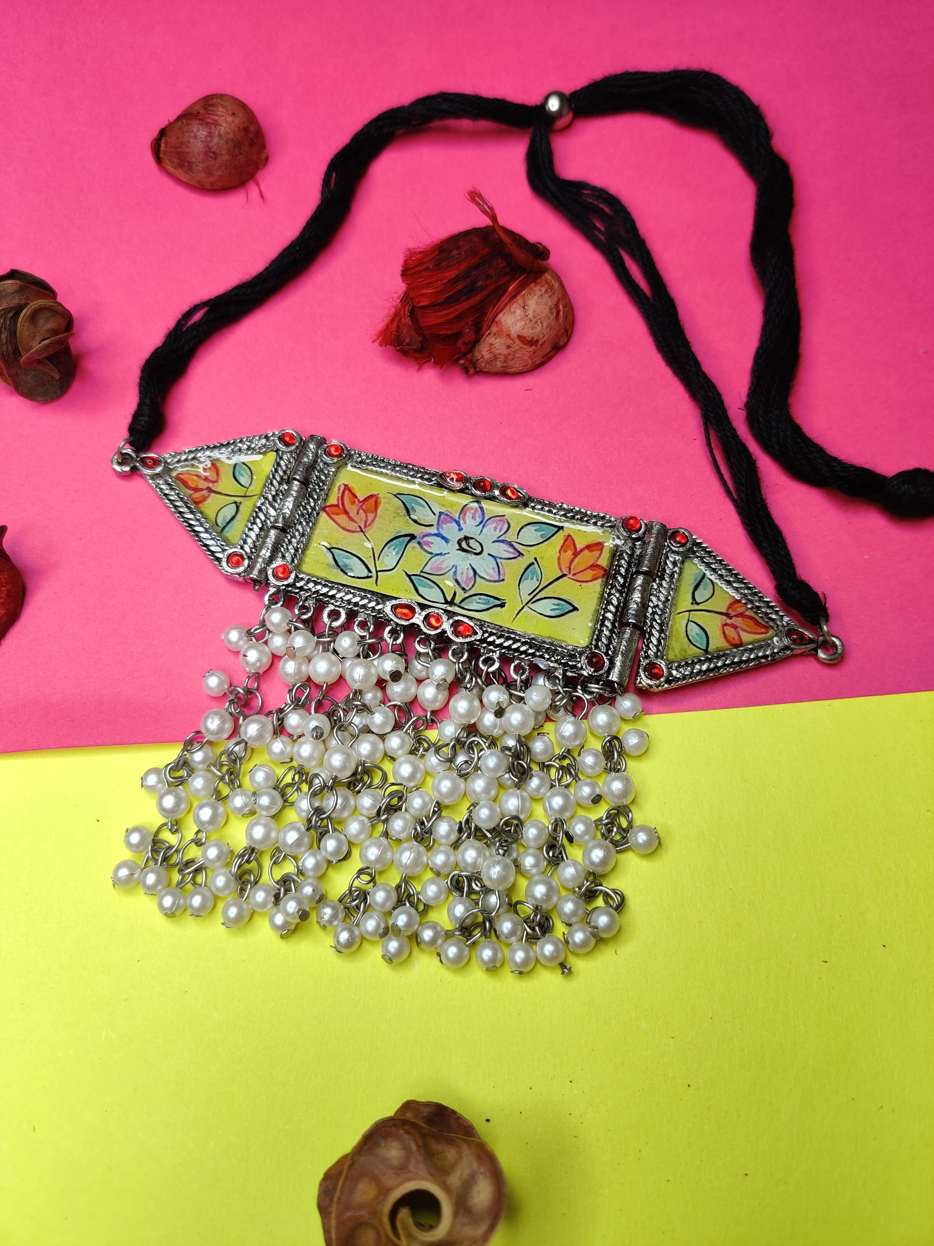 Antique German Silver Oxidised Necklace Set