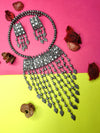Antique Charms: White Crystal Oxidized Choker
