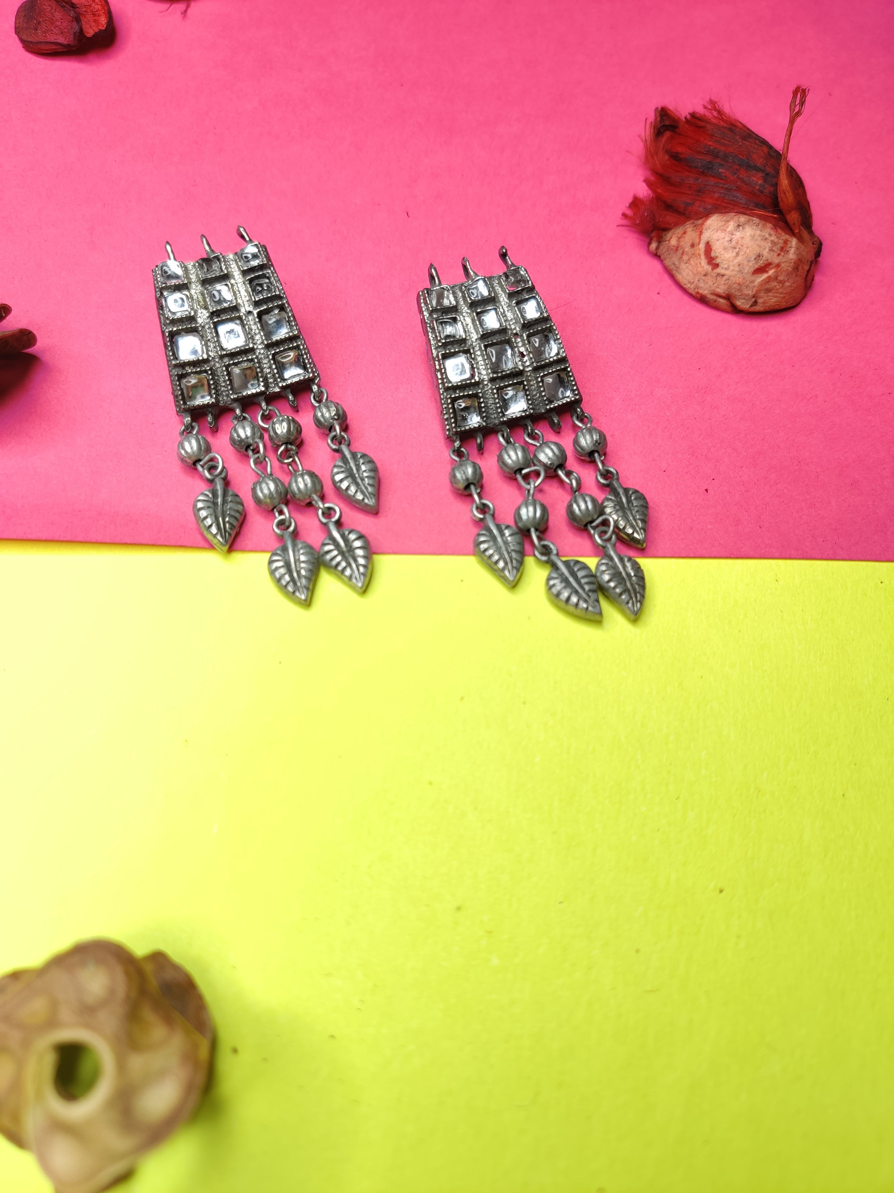 Antique Charms: White Crystal Oxidized Choker