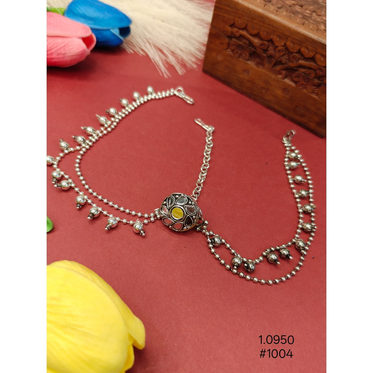 oxidized silver-plated Head Chain Tikka