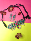 Classic Opulence Ruby Pink and Green Stone Traditional Choker