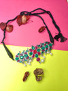 Classic Opulence Ruby Pink and Green Stone Traditional Choker