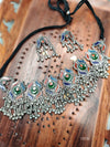 Exquisite Black Metal Multicolor Oxidized Necklace Set