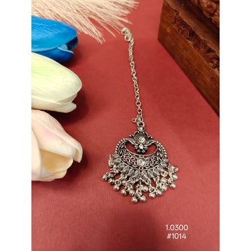 Silver Oxidized Floral Ghungroo Maang Tikka