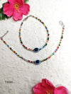 Eye of the Spectrum: Multicolor Beads & Evil Eye Anklet