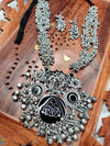 Intricate Black Polish Long Oxidized Necklace Set