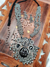 Intricate Black Polish Long Oxidized Necklace Set