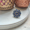 Azure Echoes: A Blue Stone Ring with Oxidized Charm