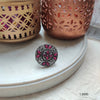 Floral Fusion: A Pink Stone Ring with Oxidized Accents