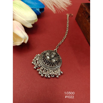 Oxidized German Silver Circular Ghungroo Maang Tikka
