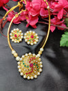 Traditional Treasures Stone Necklace Set with Flexible Chain in Red & Green