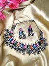 Vibrant Visions Multicolor Oxidized Meenakari Necklace Set