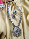 Imperial Grace Oxidised Maharani Long Necklace Ensemble