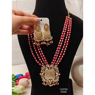 Ethnic Red Pearl Necklace Set