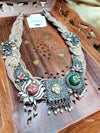 Trendy Tribal Black Polish Pendant Necklace with Jute Detail