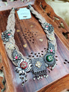 Trendy Tribal Black Polish Pendant Necklace with Jute Detail