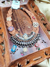 Bohemian Chic Jute-Wrapped Black Polish Pendant Necklace