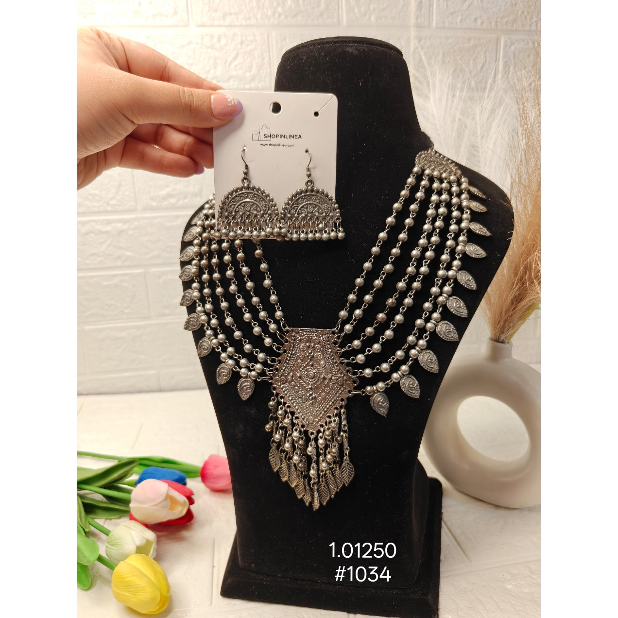 Oxidized Multi-Layer Necklace Set