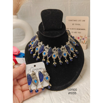 Ethnic Blue Stone Necklace Set