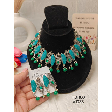 Silver-Toned Sky Blue Necklace Set