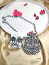 Rustic Elegance: Long Oxidized Necklace and Earrings