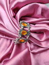 Artisan Orange Stone Oxidized Silver Bracelet