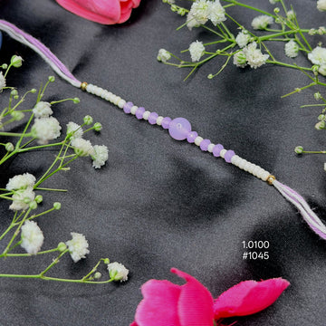 Lavender and White Beaded Rakhi
