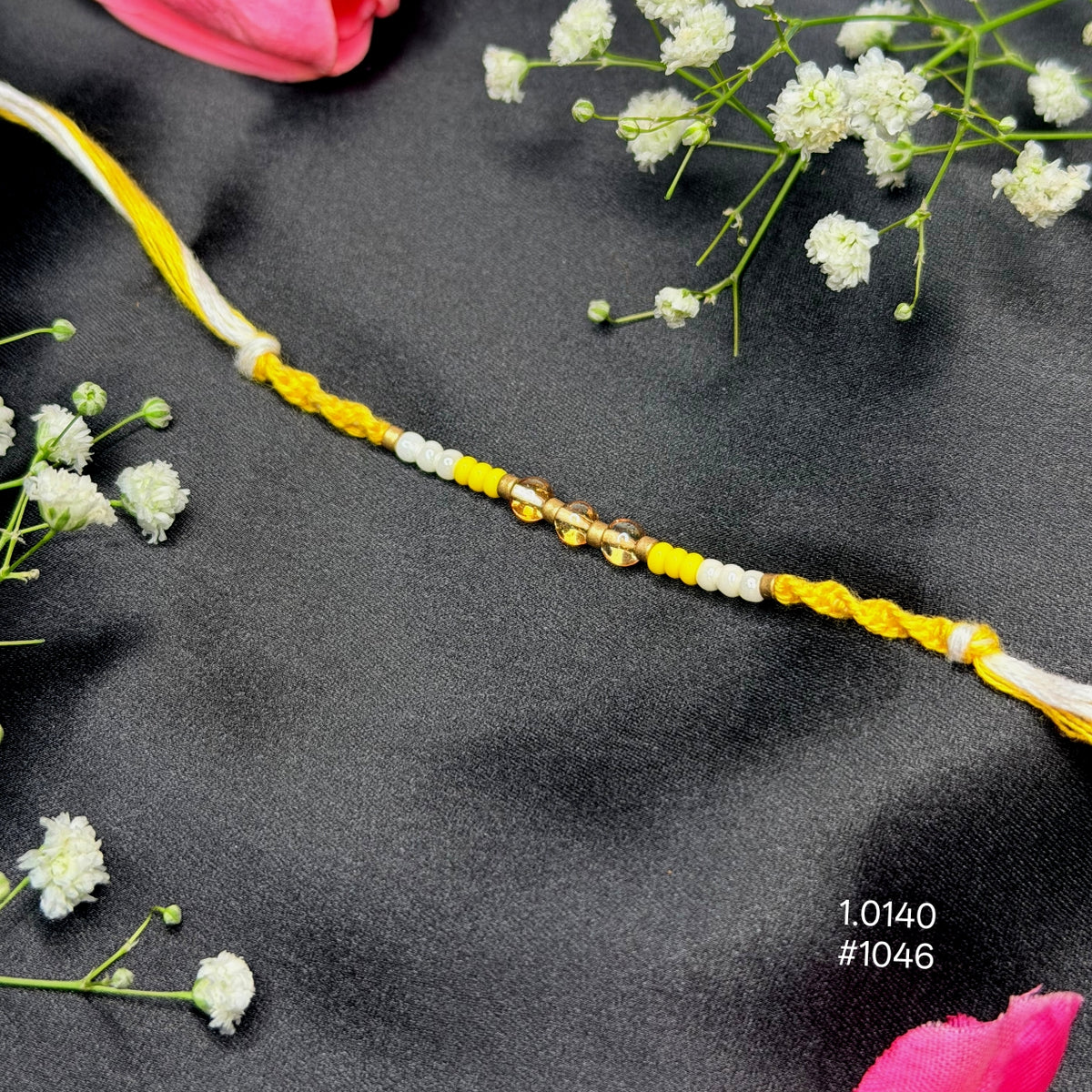 Yellow Pearl Beaded Rakhi