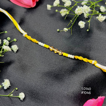 Yellow Pearl Beaded Rakhi