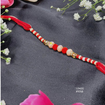 Red and White Pearl Rakhi