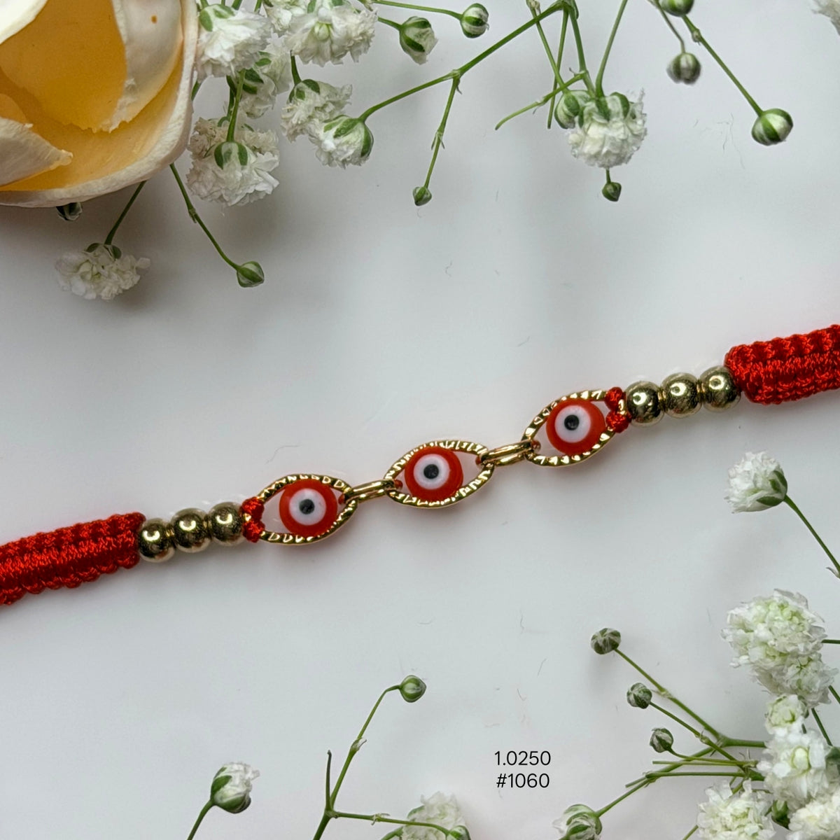 Red and Gold Evil Eye Friendship Band