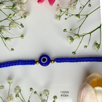 Blue Evil Eye Gold Bead Friendship Band