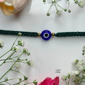 Green Cord Blue Evil Eye Friendship Band