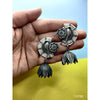 Boho Chic Lotus on Drop German Silver Parrot Earrings
