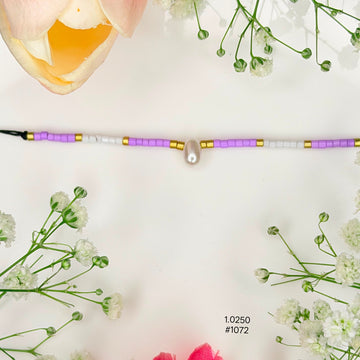 Purple Beaded Pearl Friendship Band