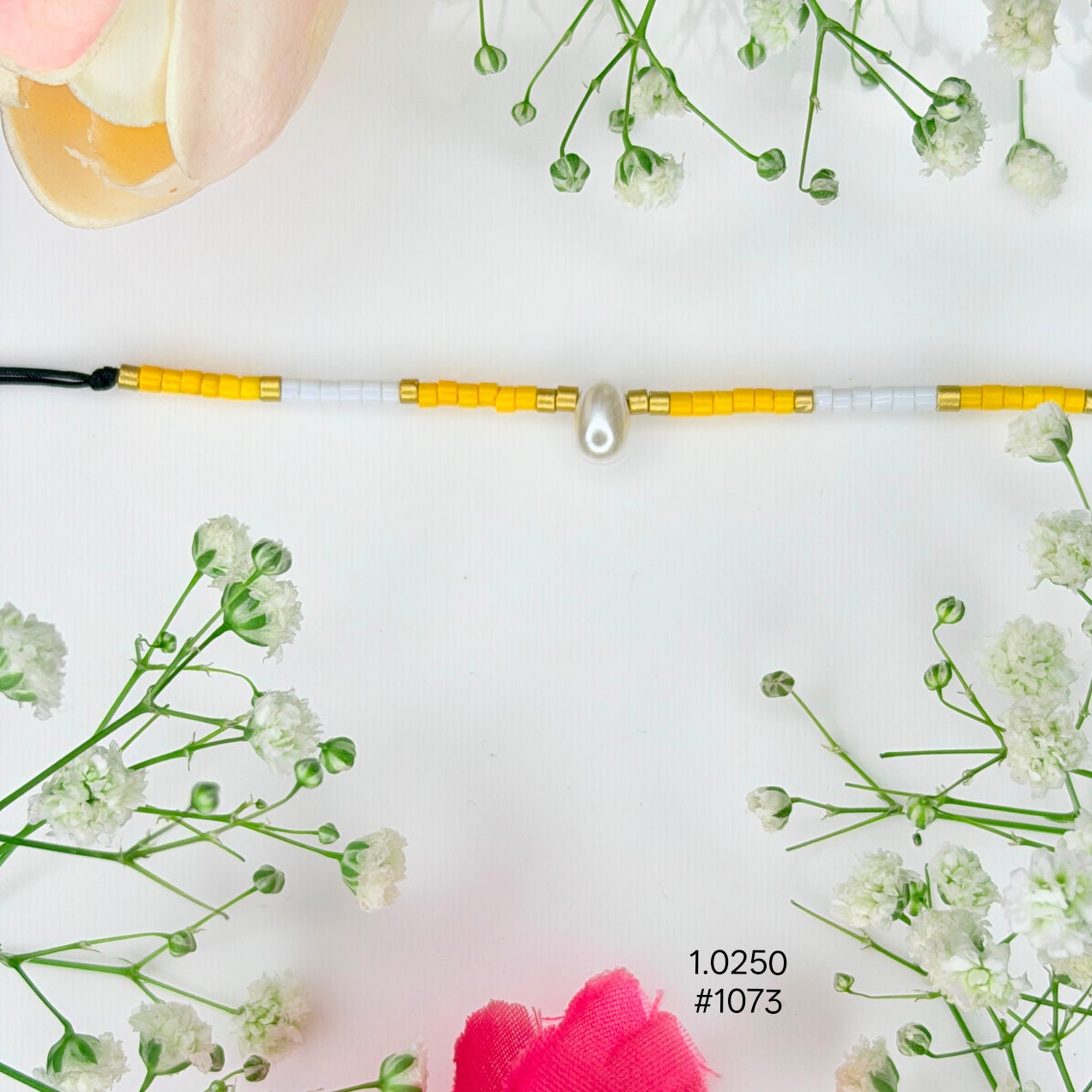 Yellow White Seed Bead Friendship Band