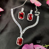 Chic Silver Toned Square Pendant Set