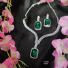 Chic Silver Toned Square Pendant Set