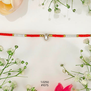 Red White Beaded Friendship Band