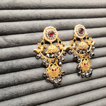 German Silver Elegant Finish Jhumka In Multi Color