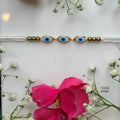 White Beaded Thread Evil Eye Friendship Band