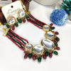 Classic Kundan Necklace with Red Green Pearls