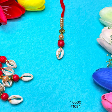 Red Thread Cowrie Shell Beaded Lumba Rakhi