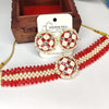 Elegant Red and White Choker Set