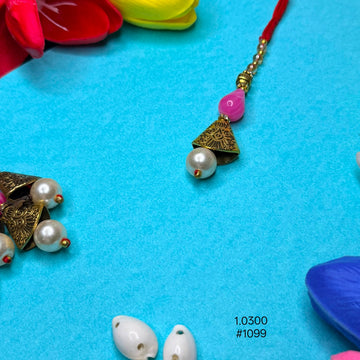 Pink Bead Bell Pearl Lumba Rakhi