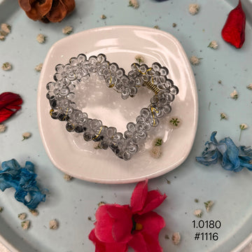 Smoky Gray Transparent Floral Heart Hair Claw Clip