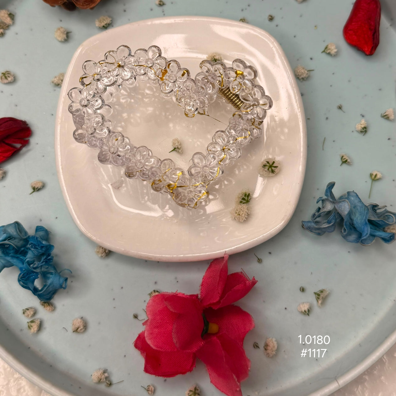 Transparent Floral Heart Hair Claw Clip