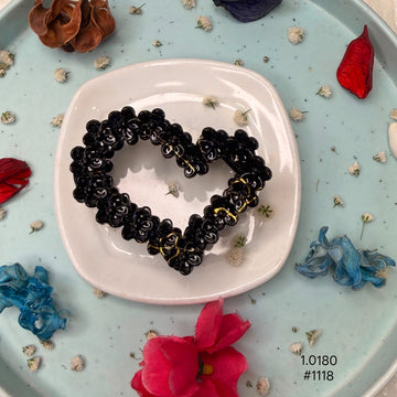 Black Floral Heart Hair Claw Clip for Women