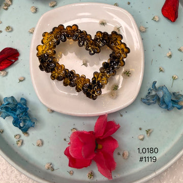 Brown Floral Heart Hair Claw Clip