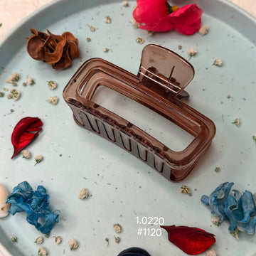 Transparent Brown Rectangle Hair Claw Clip